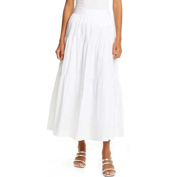 Staud Tiered Stretch Cotton Maxi Skirt - Picture 1 of 11